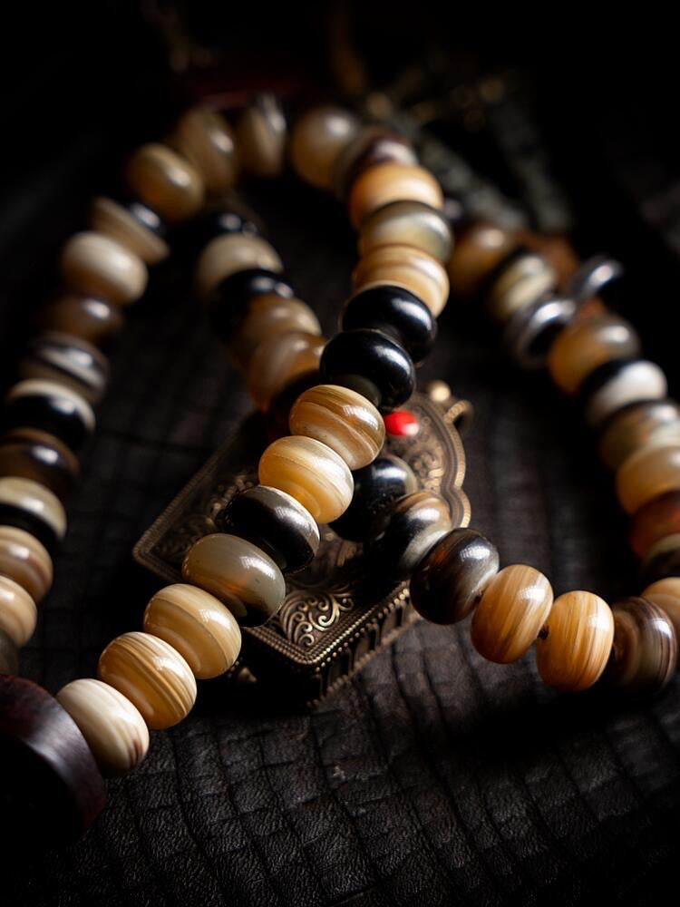 Tibetan Sheep Horn Buddhist Beads Bracelet