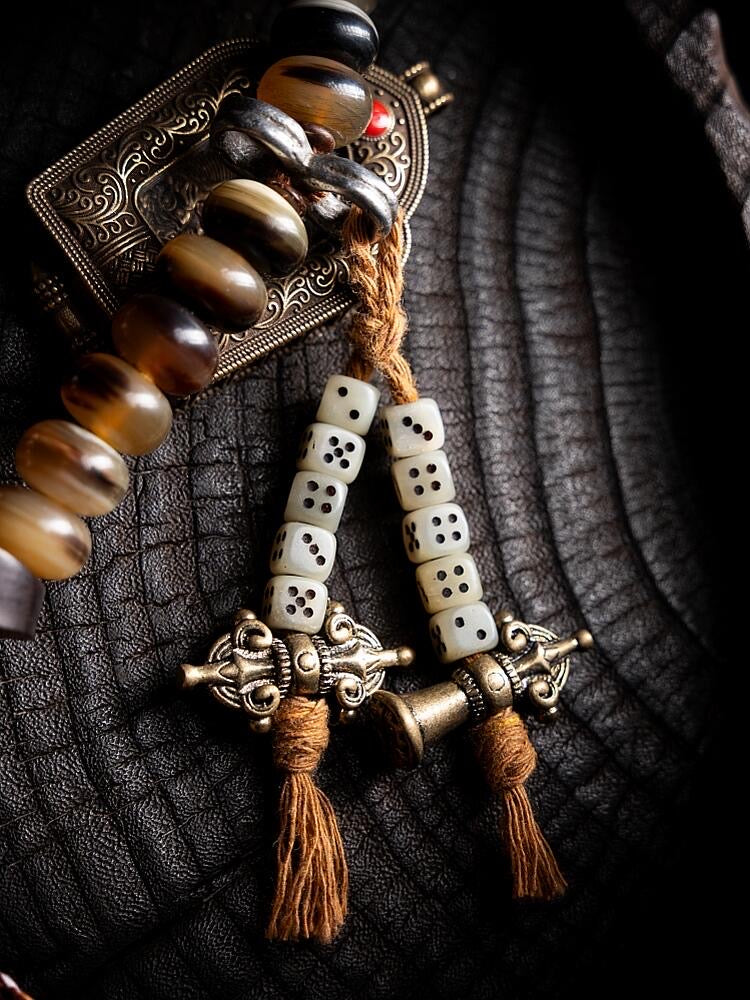 Tibetan Sheep Horn Buddhist Beads Bracelet