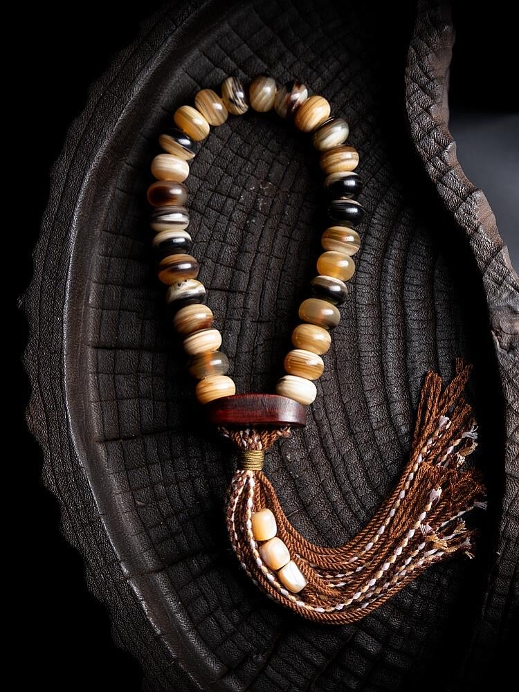 Tibetan Sheep Horn Buddhist Beads Bracelet
