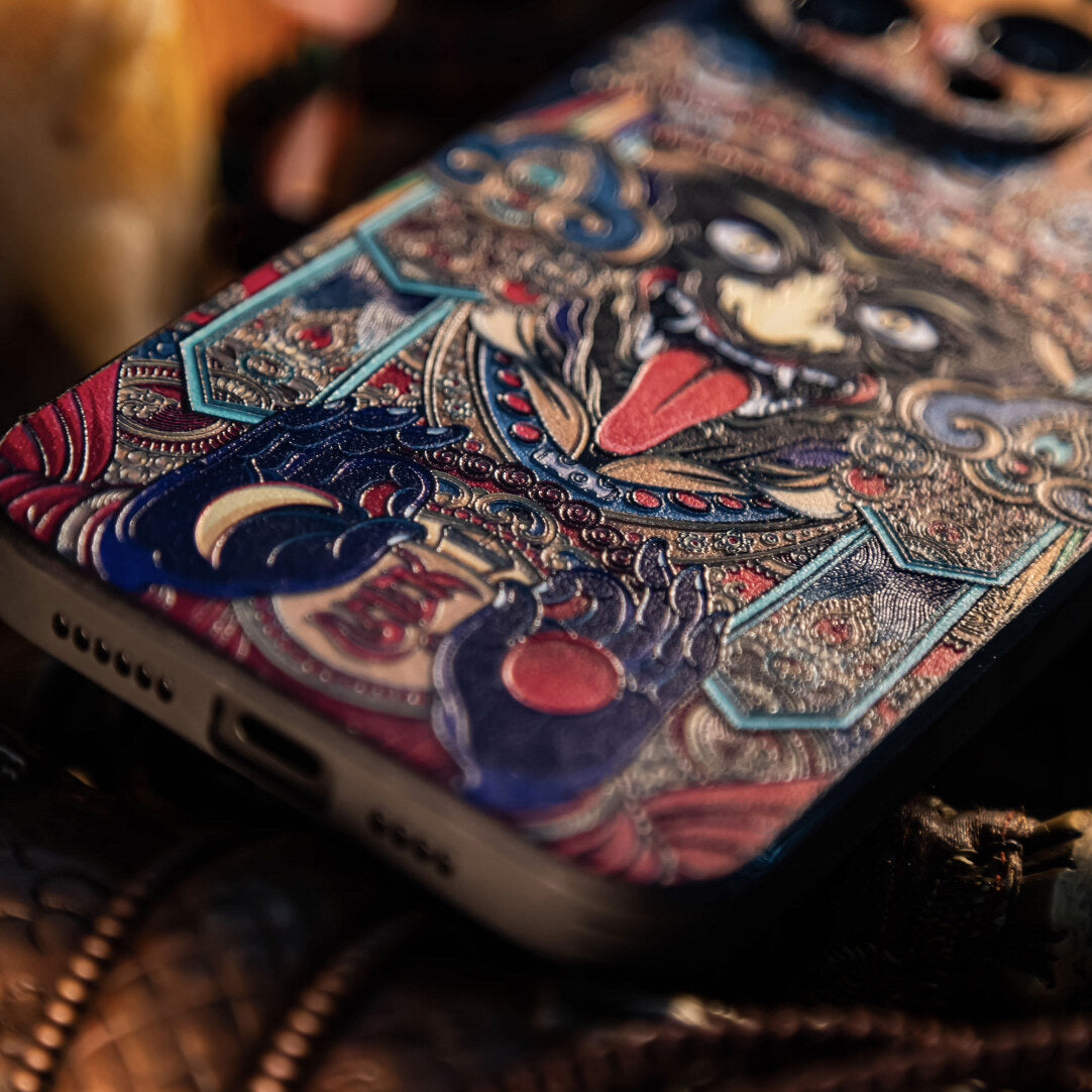 Zakiram Exquisite relief three-dimensional Tibetan ethnic style IPHONE 15/14/13 Mobile phone case