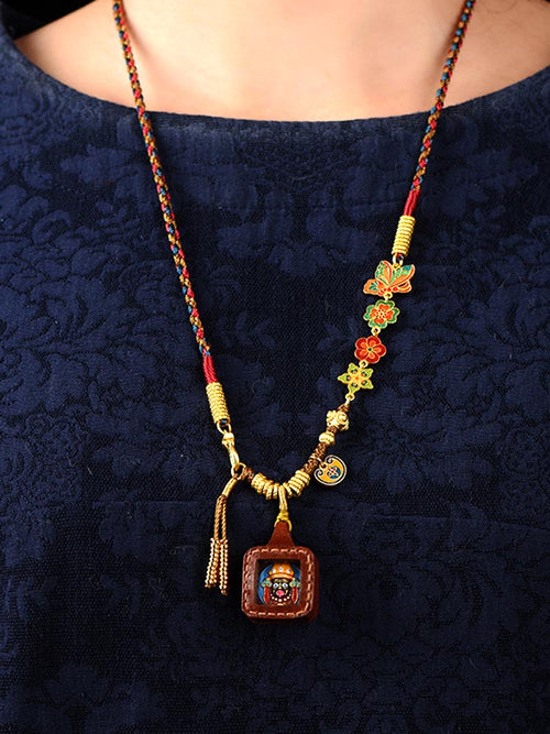 New original Chinese Tibetan ethnic style pendant rope Zakiram Thangka women's neck hanging golden god of wealth hanger